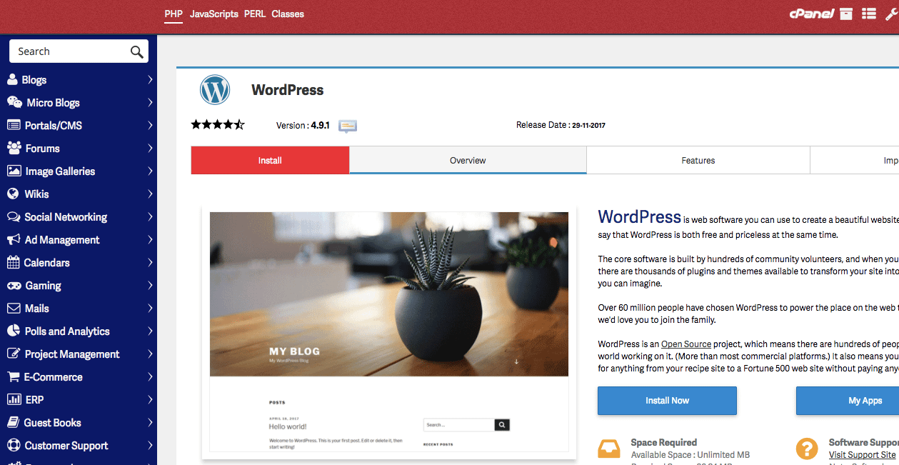 You will find WordPress installation options in your hosts library of software.